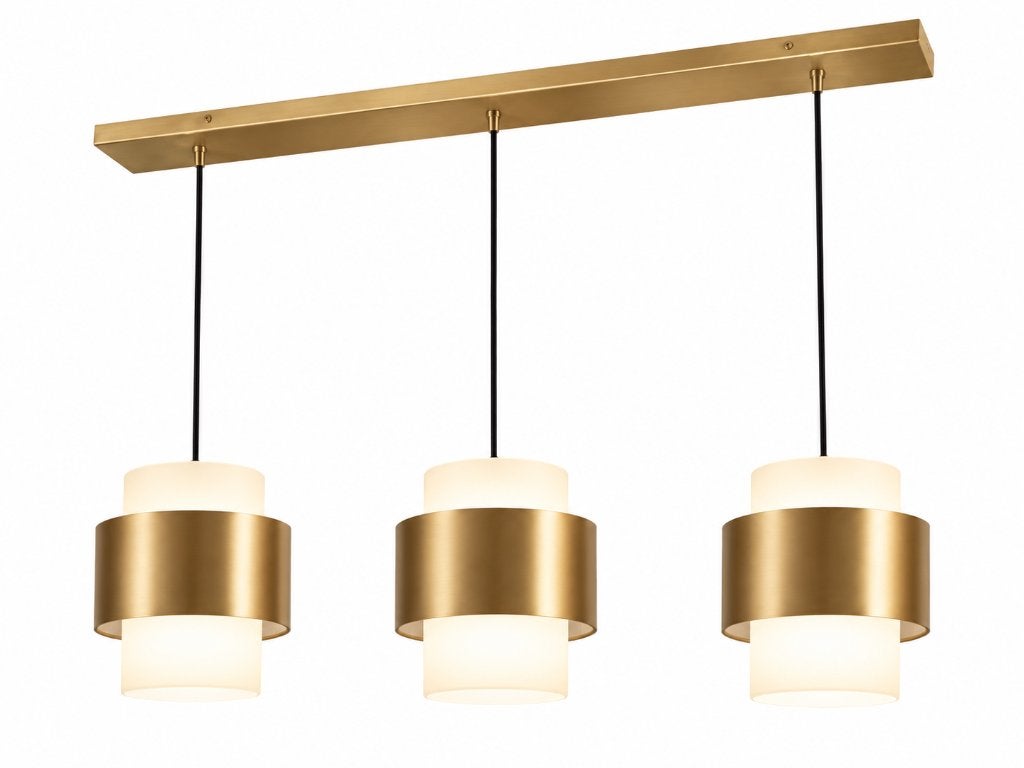 Rietveld Licht hanglamp 3-lichts – messing/goud – 110 cm, Kunststof, Modern, Scandinavisch, Japandi, Zo goed als nieuw, E27 (groot)