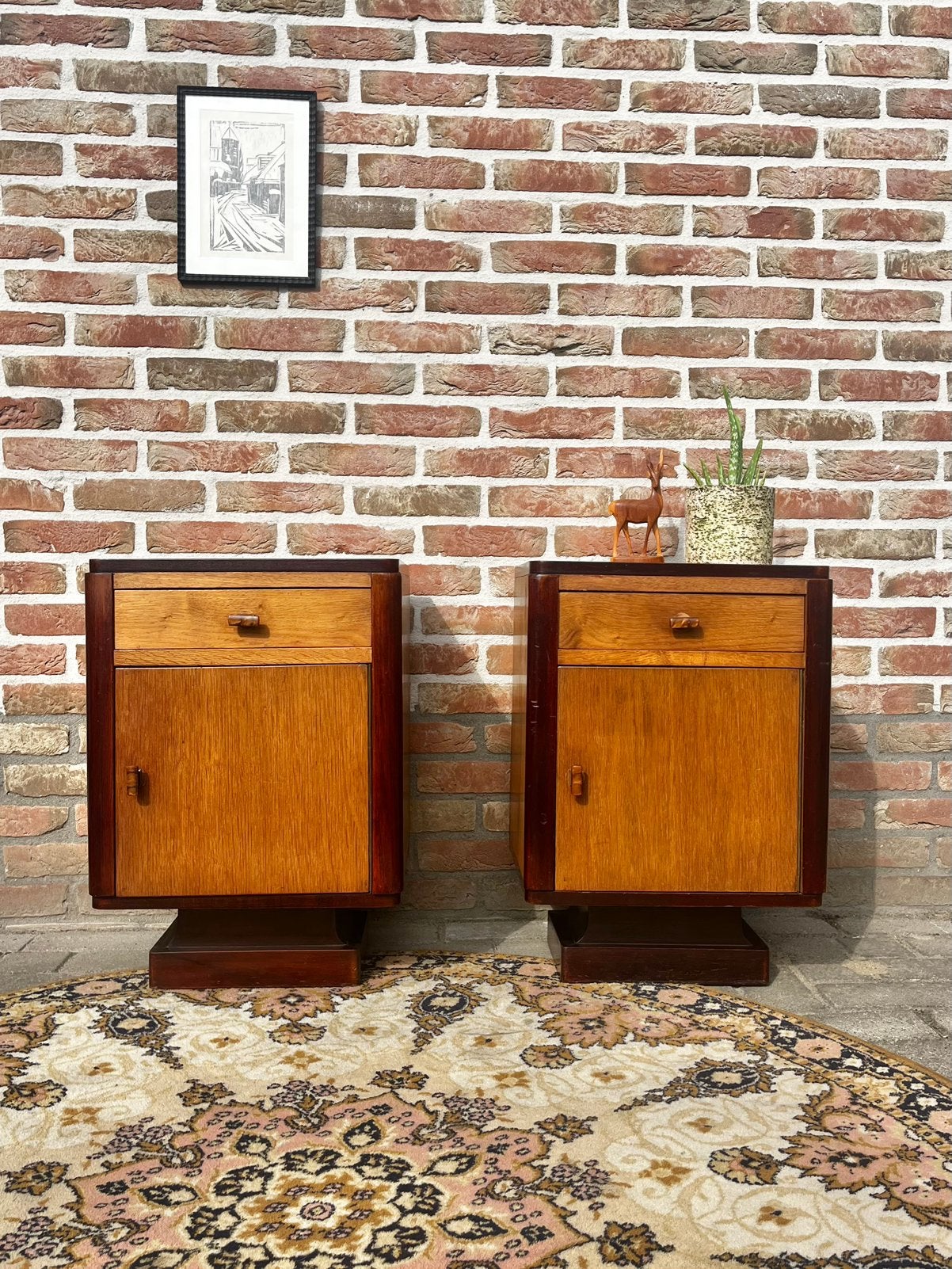 Mooie set art deco nachtkastjes, Huis en Inrichting, Slaapkamer | Nachtkastjes, Ophalen, Gebruikt, Minder dan 45 cm, 55 tot 70 cm
