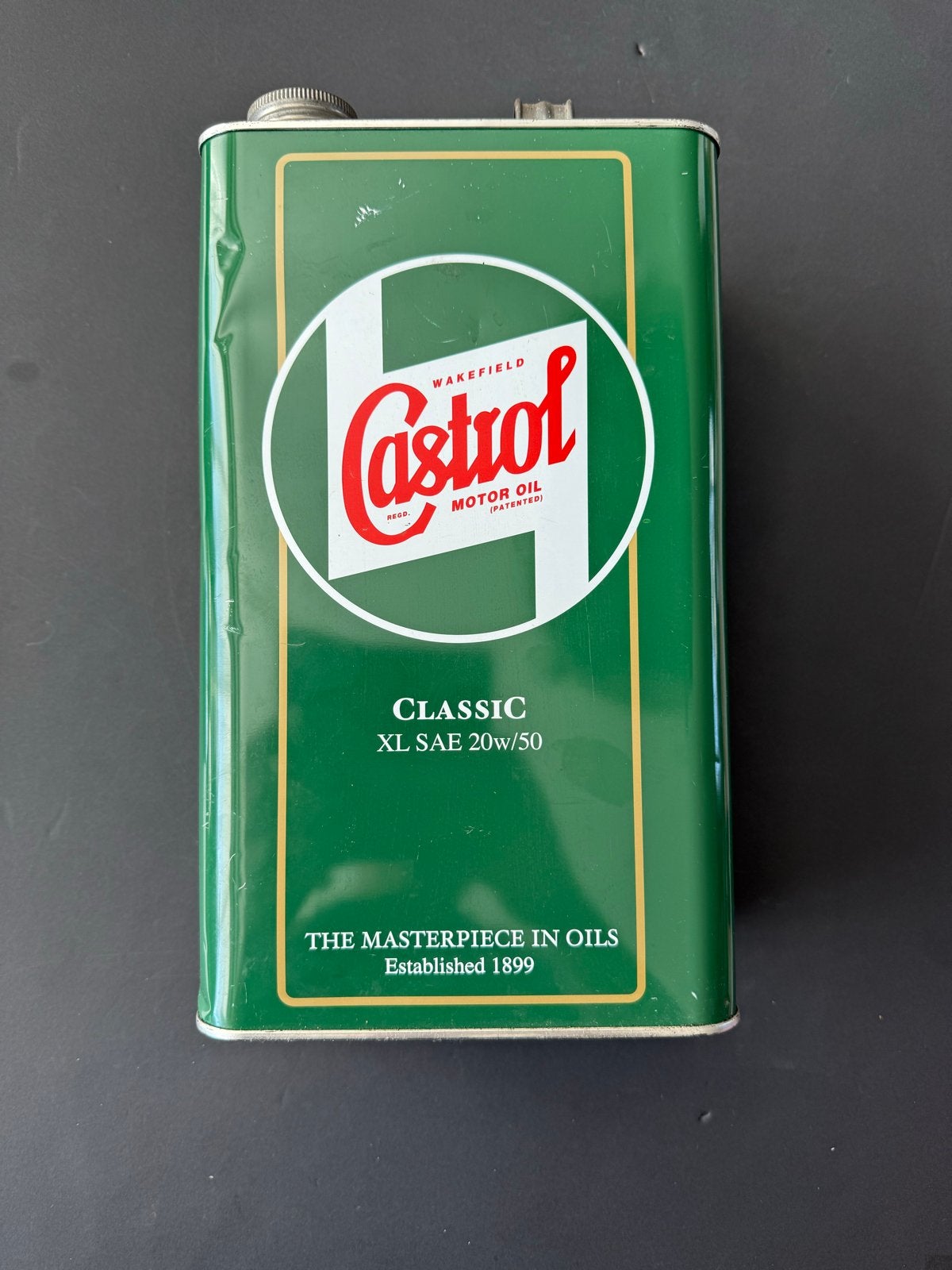 Vintage Castrol Olieblik - Perfect voor Mancave Decoratie, Verzamelen, Ophalen of Verzenden, Gebruikt, Auto's