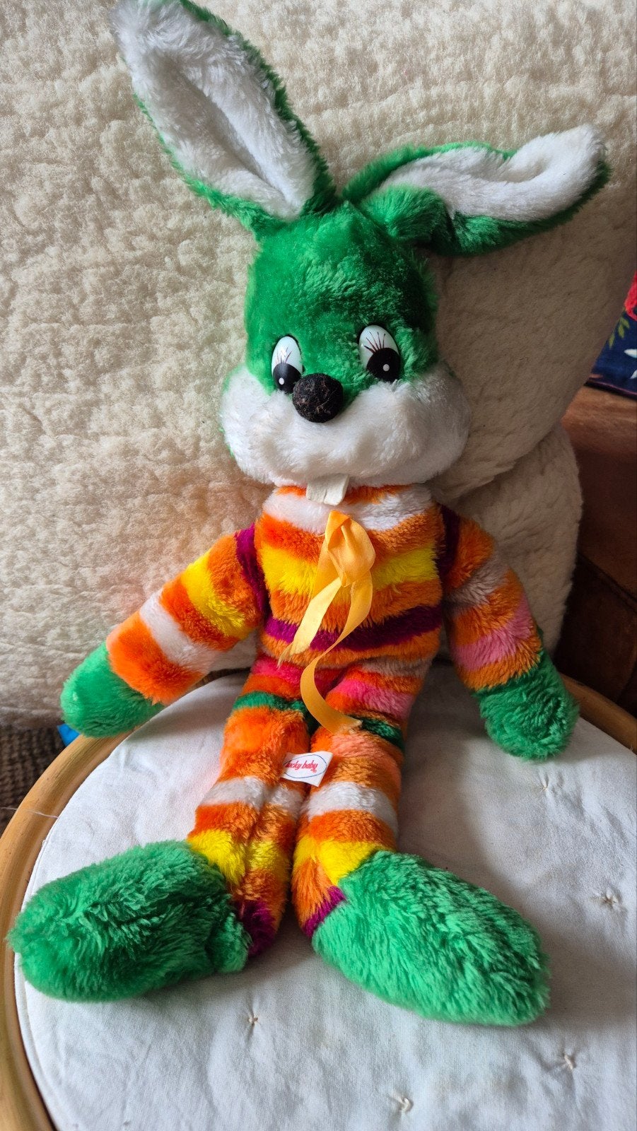 Vintage pluche knuffelkonijn Lucky Baby mooie staat, Gebruikt, Overige merken, Overige karakters, Konijn