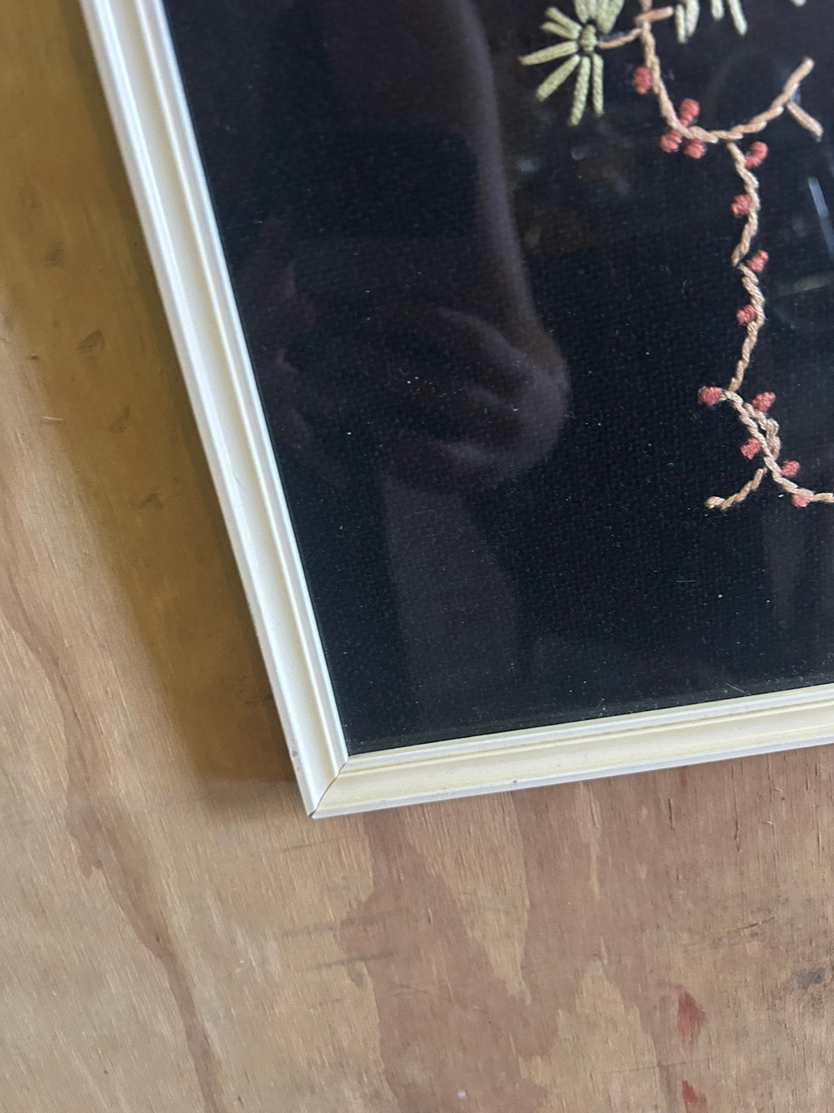 2 grote vintage 60’s/70’s lijsten met geborduurde bloemen, ?, Zo goed als nieuw, ?, ?