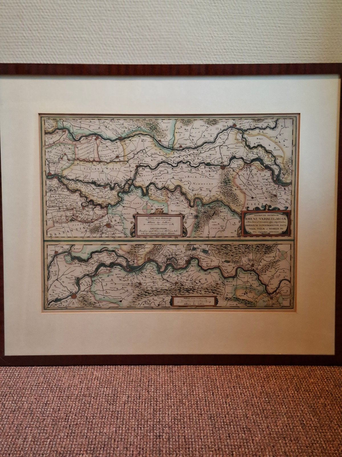 Gravure van Henricum Honduim, van ongeveer 1630., Antiek en Kunst, Ophalen, Handgekleurd, 39 cm, Cartografie