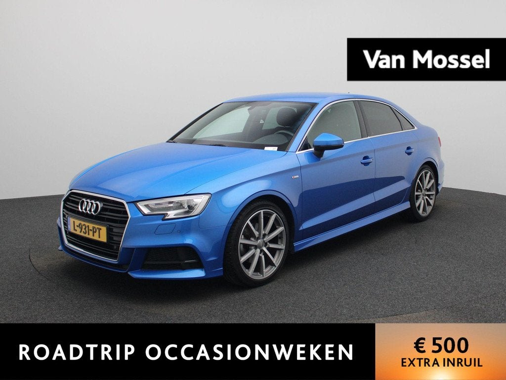 Audi A3 Limousine 1.5 TFSI CoD Sport S Line Edition | Airco, Auto's, Audi, 12 maanden, Gebruikt, Blauw, Leder en Stof
