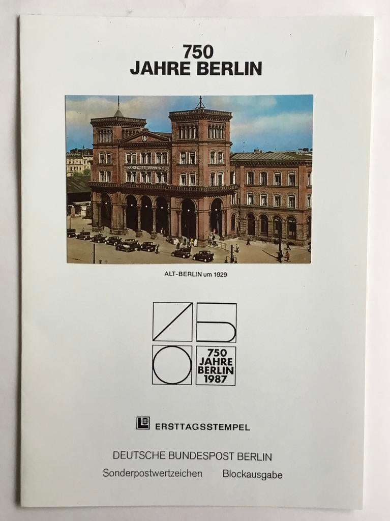 750 jahre Berlin ersttagsstempel, Ophalen of Verzenden, 1950 tot 1970, Overige typen