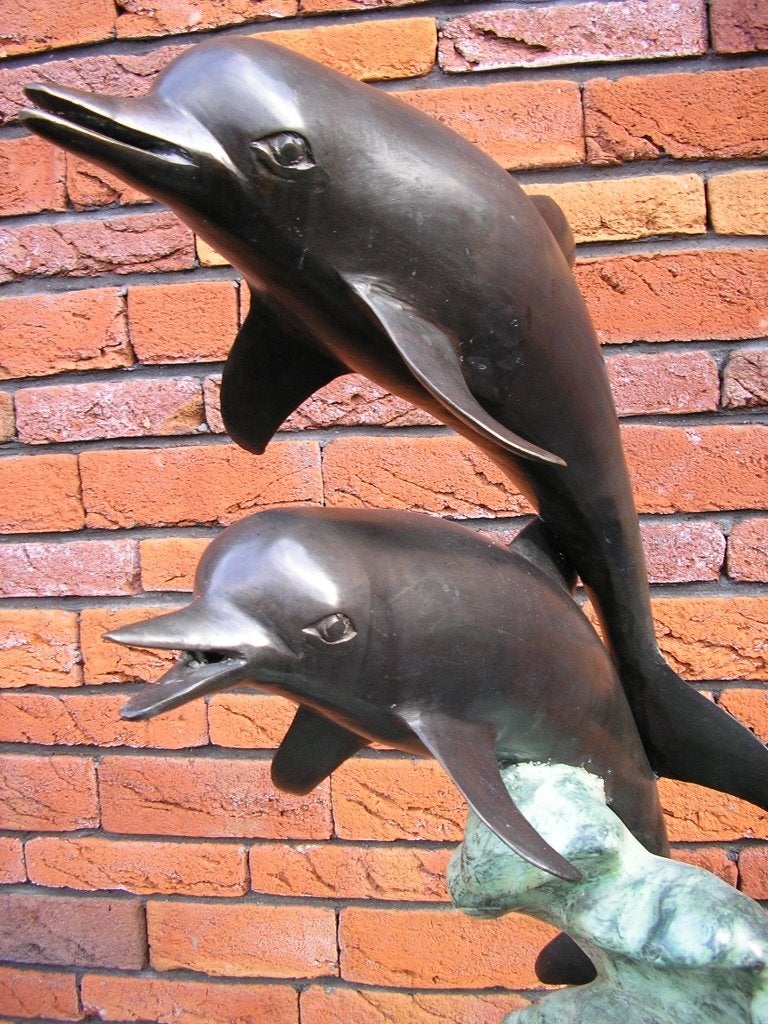 GROOT XXL BRONZEN TUINBEELD   DOLFIJNEN, Karper of Koi