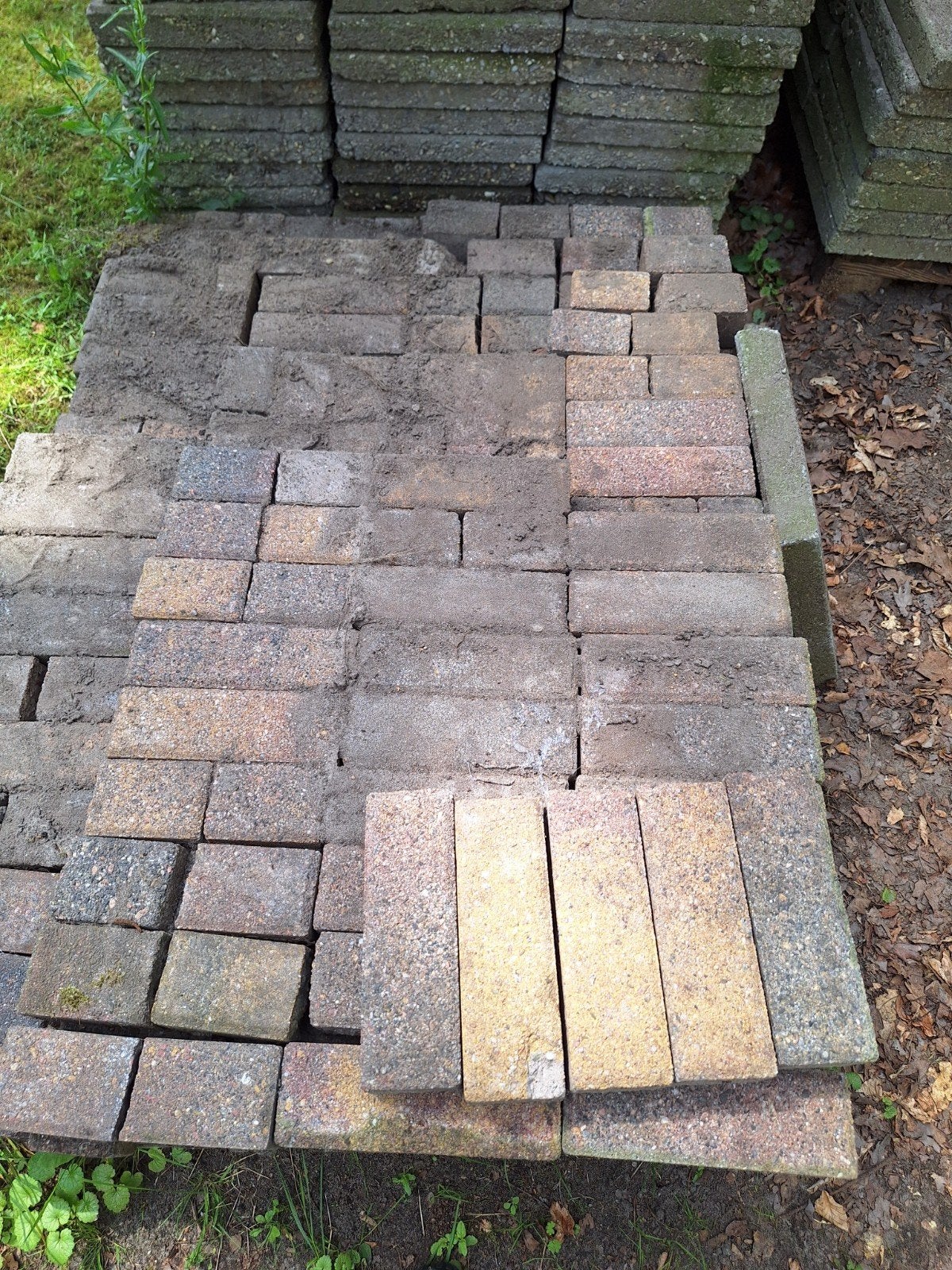 Gekleurde klinkertjes 20x6,5 cm ongeveer 3 m2, Tuin en Terras, Tegels en Klinkers, Ophalen, Overige materialen, Minder dan 5 m²