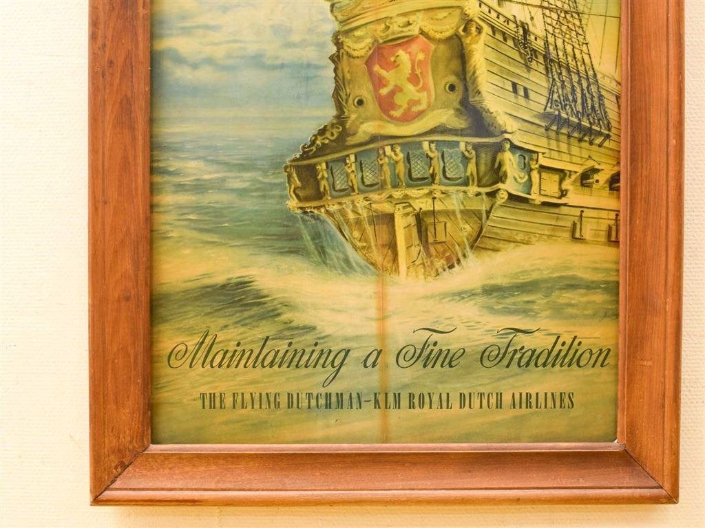Vintage ingelijste KLM Luchtvaart Poster 51688, Verzamelen, Ophalen of Verzenden, Gebruikt, A1 t/m A3, Film en Tv