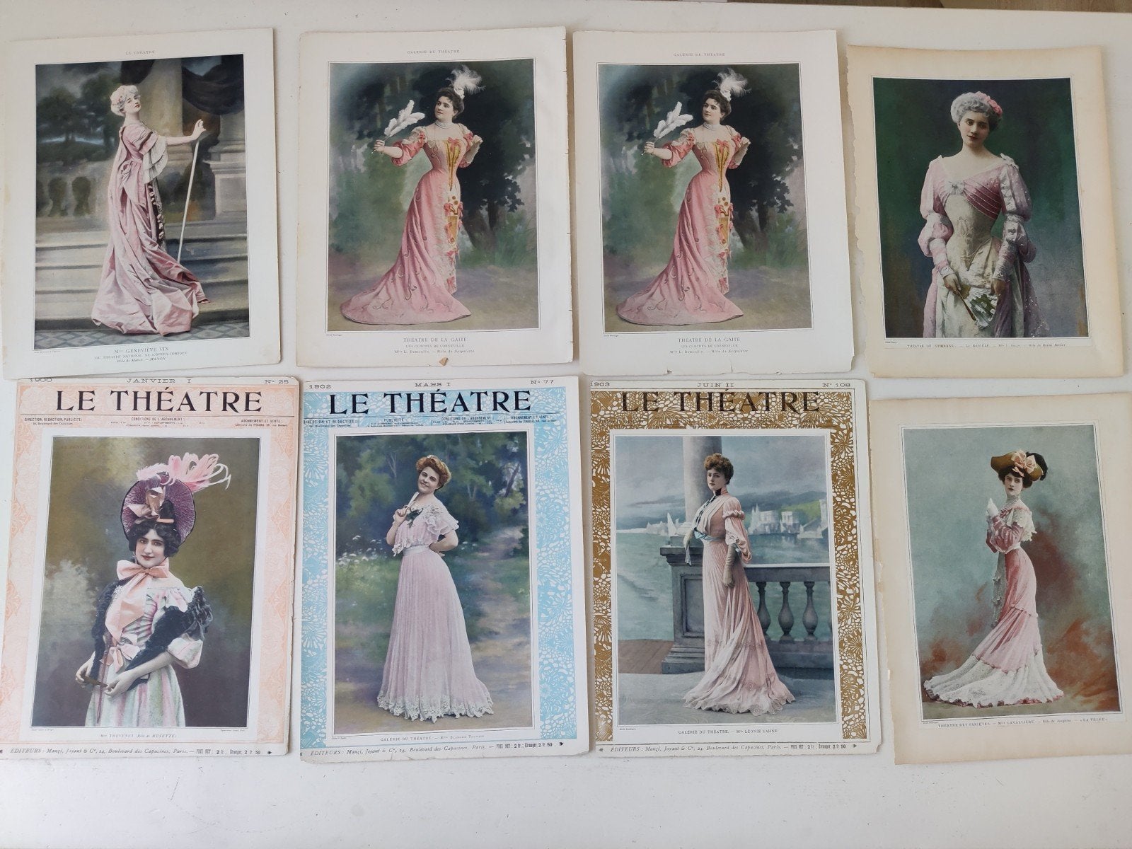 Antieke prenten le Théatre covers en pagina's, Ophalen of Verzenden