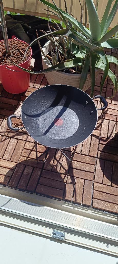 Tefal grote wokpan 36 cm – ideaal voor BBQ of inductie, Ophalen, Overige materialen, Gebruikt, Keramische plaat