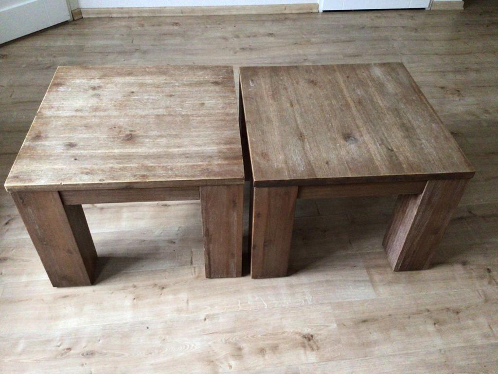 Massief houten salon  tafels, Ophalen, Gebruikt, 50 tot 100 cm, Vierkant