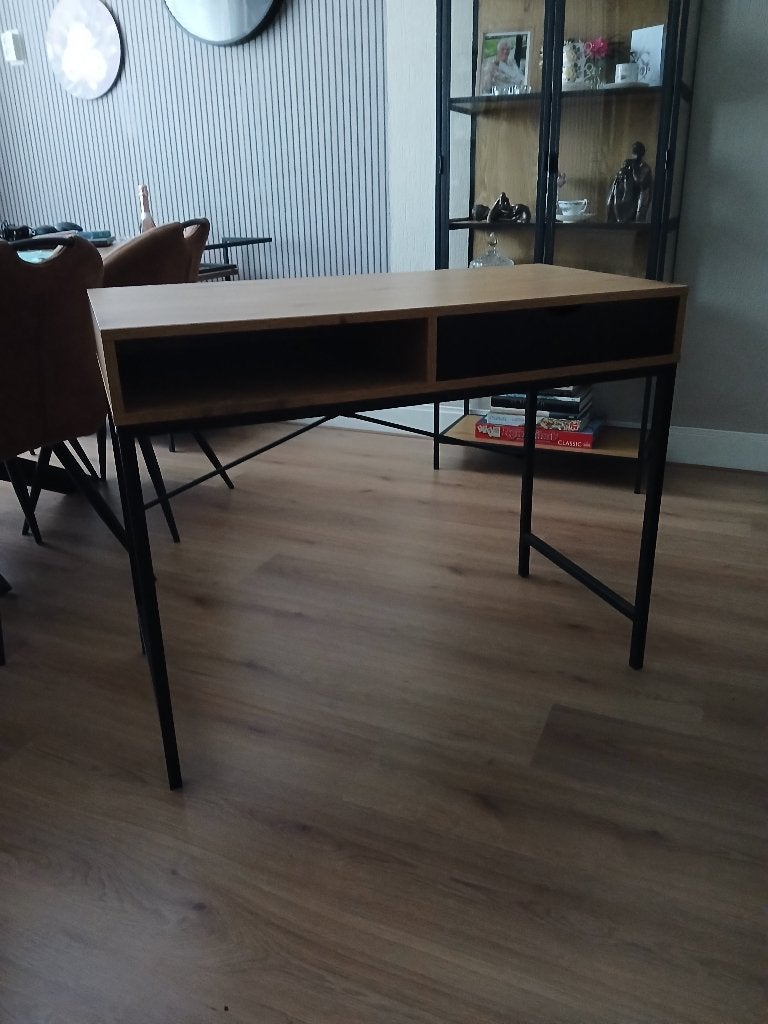 Bureau met lade en opbergvak, Huis en Inrichting, Bureaus, Ophalen, Schoolbureau, Bruin, Zo goed als nieuw
