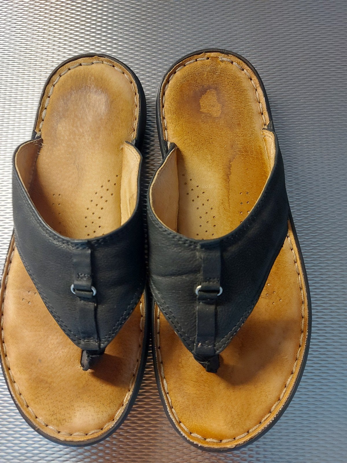 Leren Teenslippers Heren Merk MJUS Maat 43, Zwart, Ophalen of Verzenden, MJUS, Gedragen