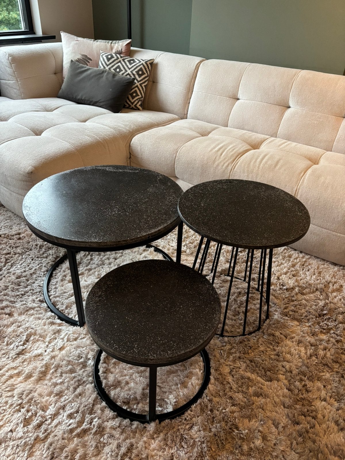 Salontafel set van 3, Ophalen, Zo goed als nieuw, Rond, 50 tot 100 cm