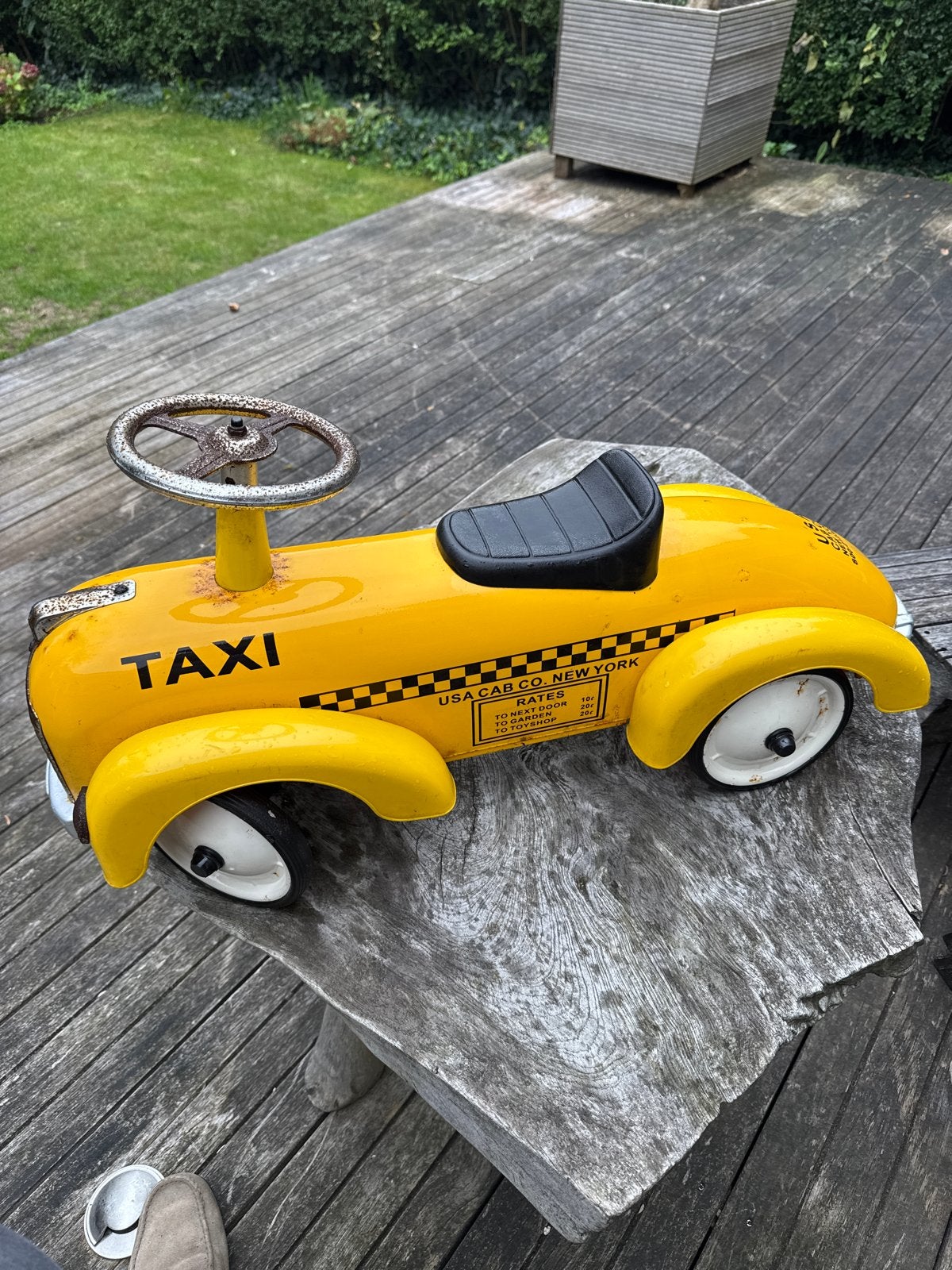 Vintage Gele Taxi Loopauto - USA CAB CO. NEW YORK, Ophalen of Verzenden, Gebruikt, Loopvoertuig