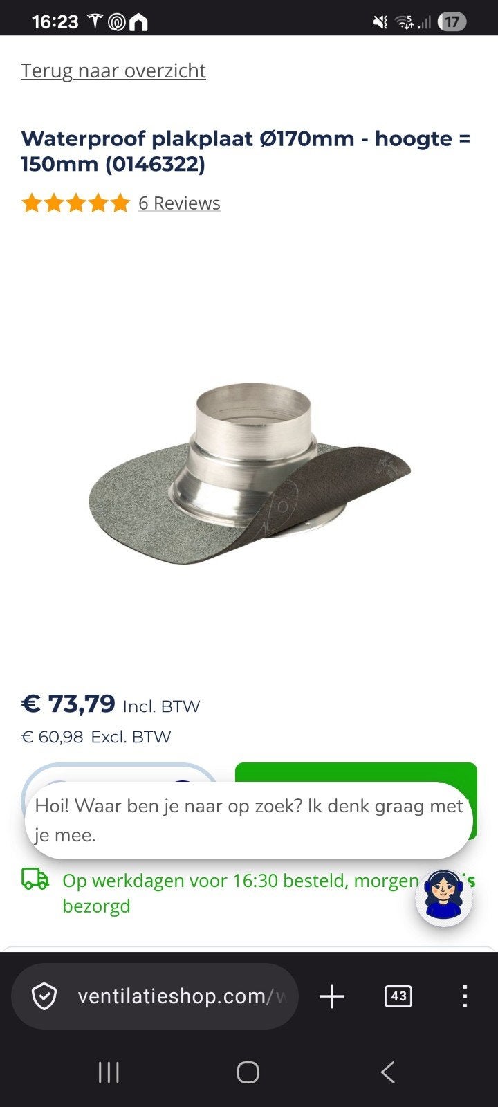 Nieuwe dakplaat voor WTW dakdoorvoer platdak, Ophalen of Verzenden