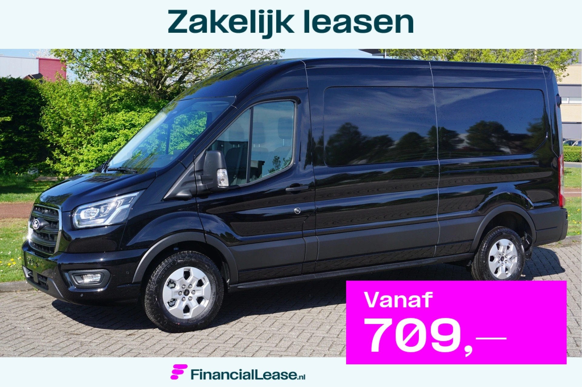 Ford Transit 350L L3H2 Limited AUT-8 165PK BPM VRIJ Navi, Ad, 4 cilinders, 2800 kg, Zwart, Bedrijf
