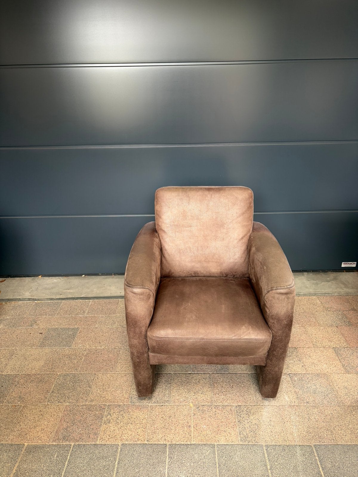 Fauteuil Lennon van Haveco in bruin micro leder, Huis en Inrichting, Ophalen, Zo goed als nieuw, 75 tot 100 cm, Leer