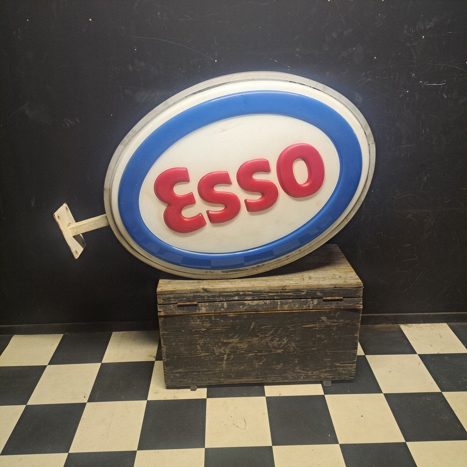 esso lichtbak reliëf Vintage '60, Ophalen, Gebruikt, Lichtbak of (neon) lamp