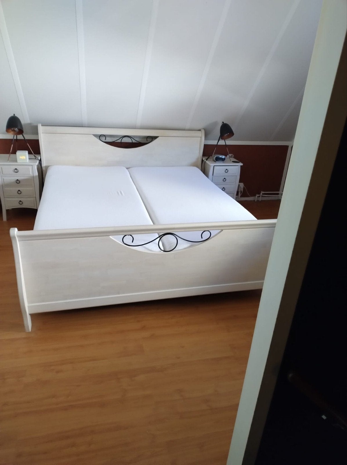 Tweepersoonsbed met sierlijke details, Ophalen, Gebruikt, Tweepersoons, 180 cm
