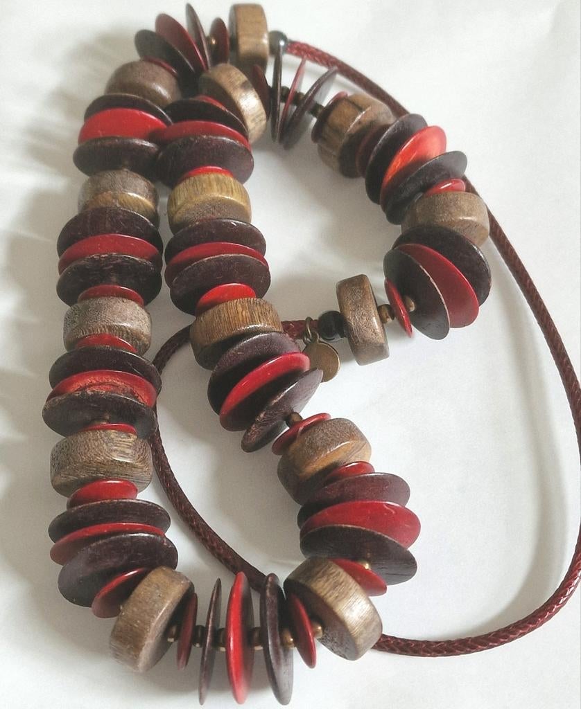 Houten ketting, Ophalen of Verzenden, Zo goed als nieuw, Zilver