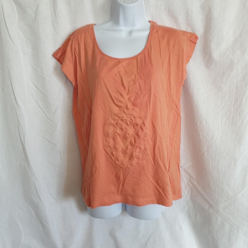 Grappig zalmkleurig t-shirt met ananas. Mt M Merk Expresso, Maat 38/40 (M), ., Oranje, Ophalen of Verzenden