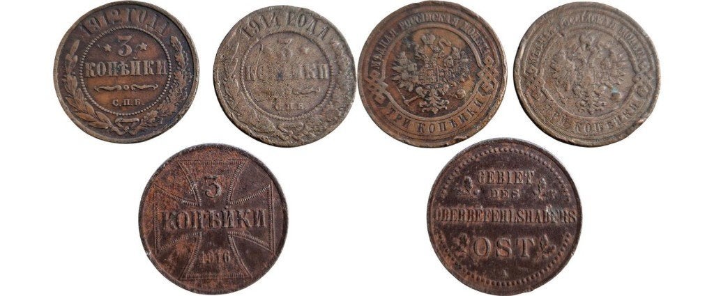 Lot 3 kopeken 1912 tot 1916, Rusland en Ober Ost, Ophalen of Verzenden, Rusland, Setje