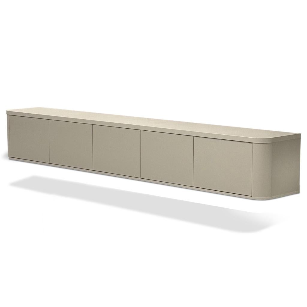 Japandi tv dressoir Taupe 215 of 270cm Zwevend of staand, Huis en Inrichting, Kasten | Televisiemeubels, Overige materialen, Japandi tv dressoir