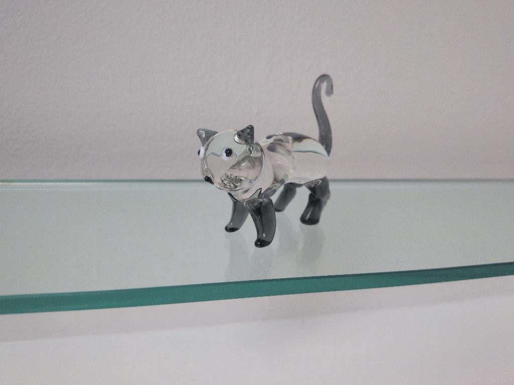 Glazen kat beeldjes puntgaaf, Verzamelen, Beelden en Beeldjes, Ophalen of Verzenden, Zo goed als nieuw, Dier
