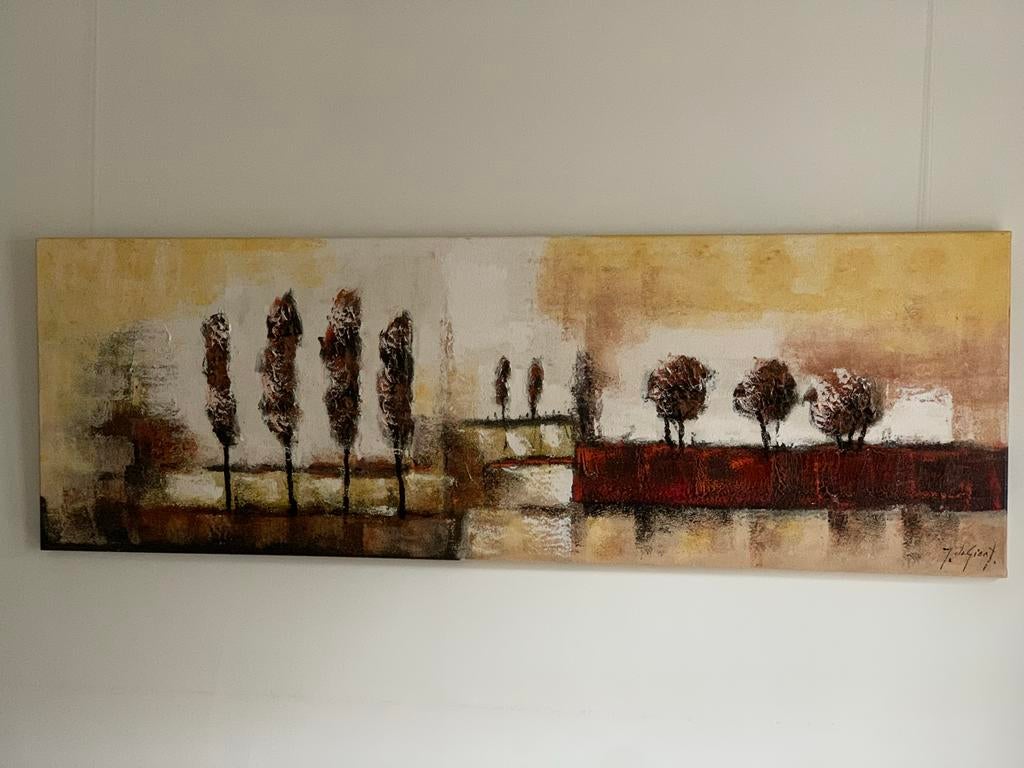Abstract Schilderij met Bomen  Jochem de Graaf Moderne Kunst, Antiek en Kunst, Ophalen