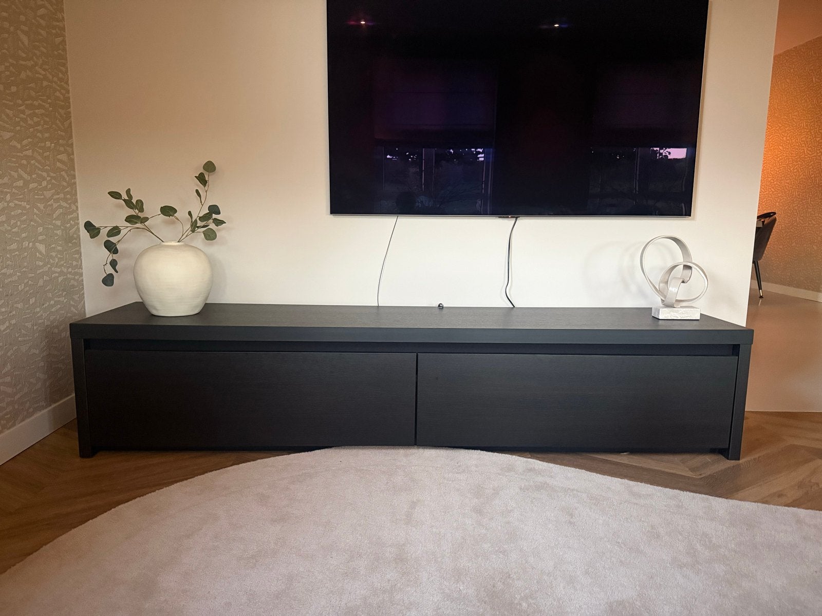 Studio/153 Donkerbruin Eiken TV-meubel, Ophalen, Gebruikt, Eikenhout, 200 cm of meer