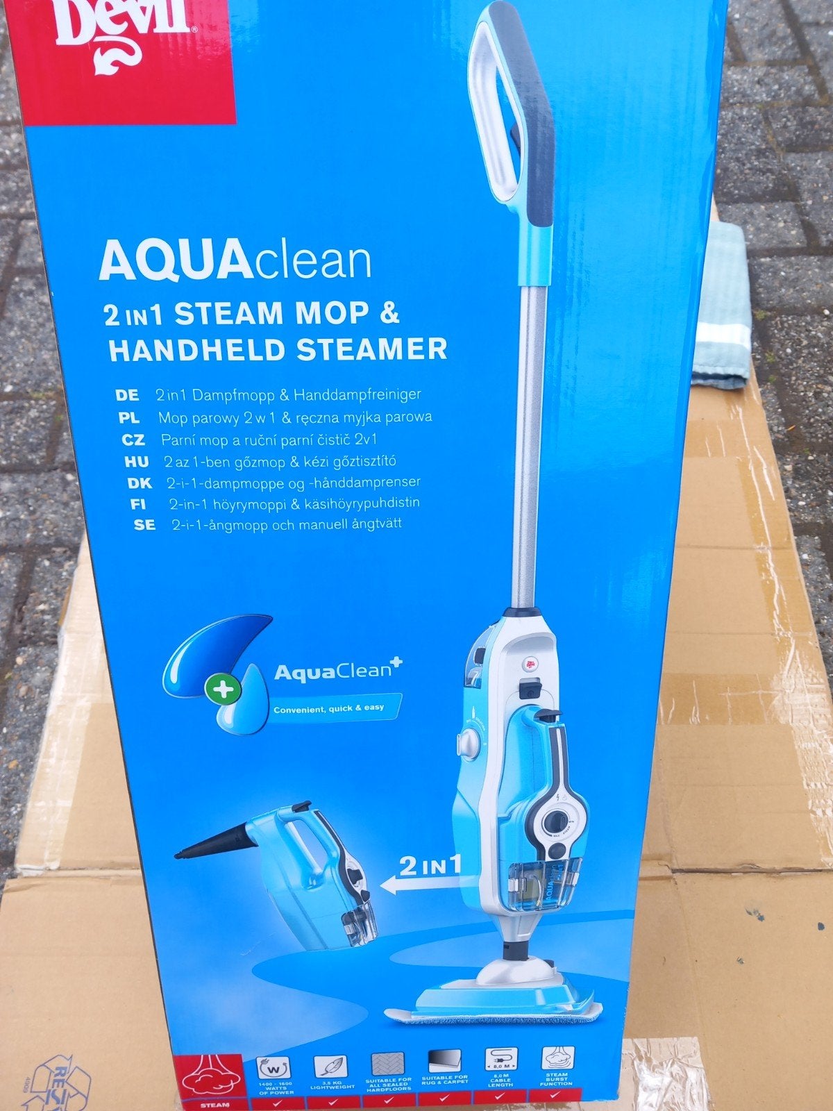 Dirt Devil AquaClean 2-in-1 Stoommop & Handstoomreiniger, Overige merken, Draadloos, Nieuw, Ophalen of Verzenden