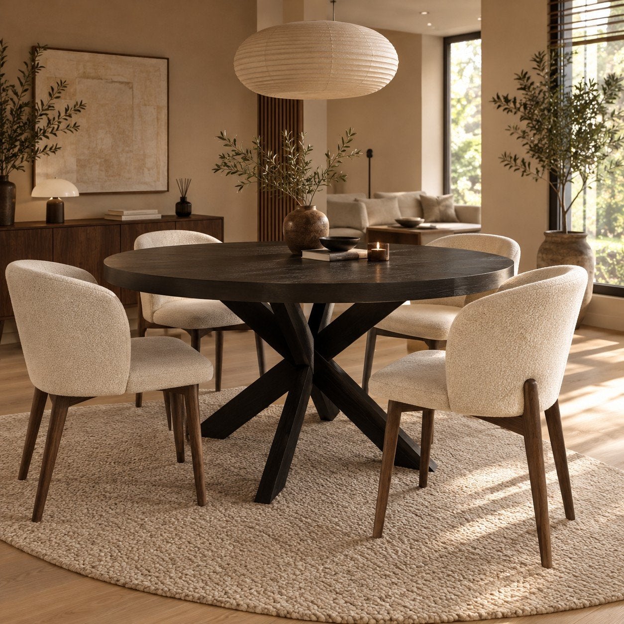 Zwarte Ronde Eettafel 120 cm, Huis en Inrichting, Ophalen, Gebruikt, Rond, Modern