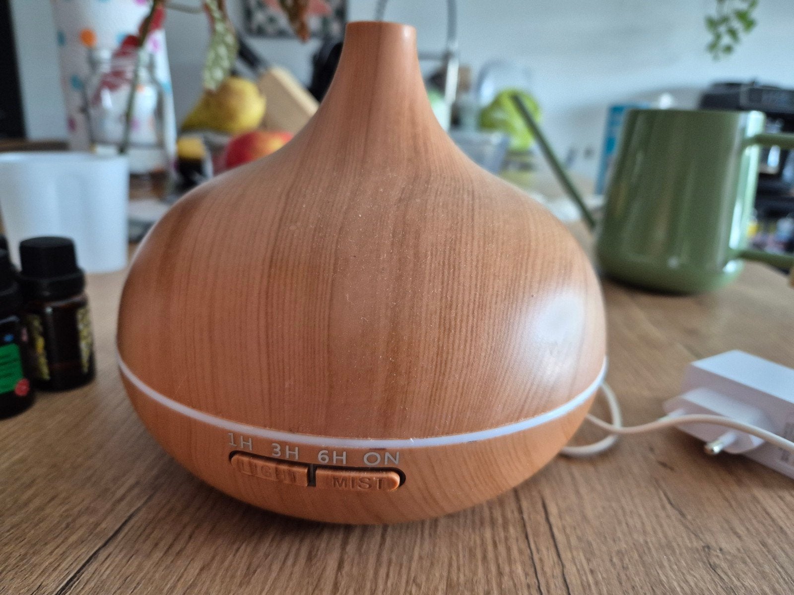 Devacieux Ultrasone Aroma Diffuser + 3 Geuroliën, Ophalen of Verzenden, Zo goed als nieuw, Bruin, Boho