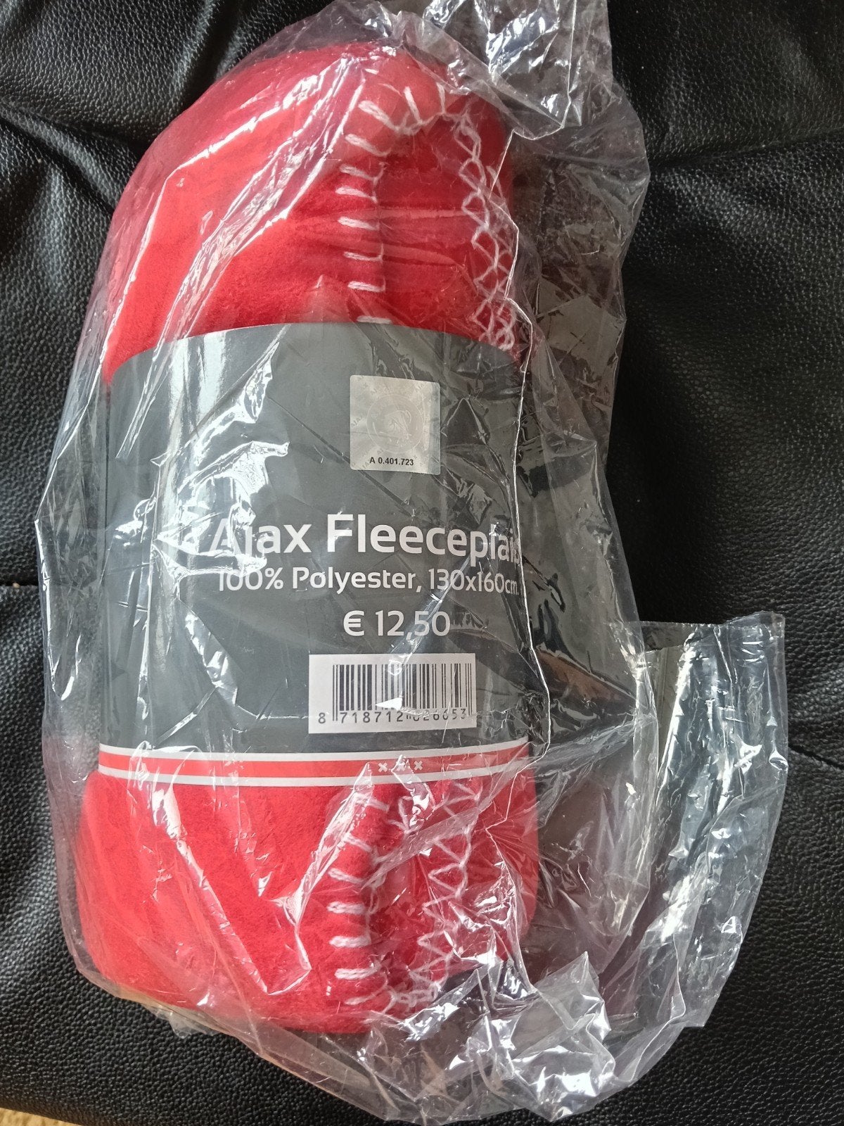 Ajax Fleece Plaid - 130x160 cm, Ophalen, Rood, Fleecedeken, Nieuw