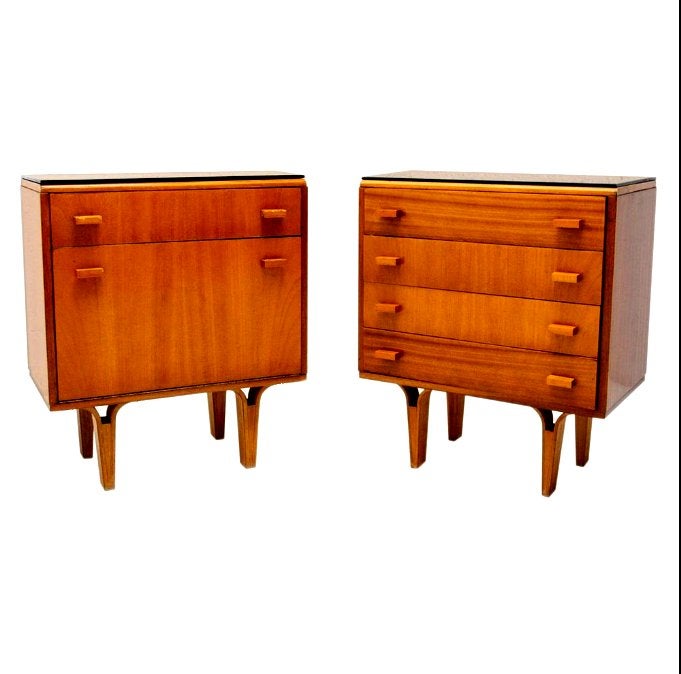 Origineel 1960 Midcentury Stijl Nachtkastjes Set, Ophalen, Gebruikt, 55 tot 70 cm, 45 tot 65 cm