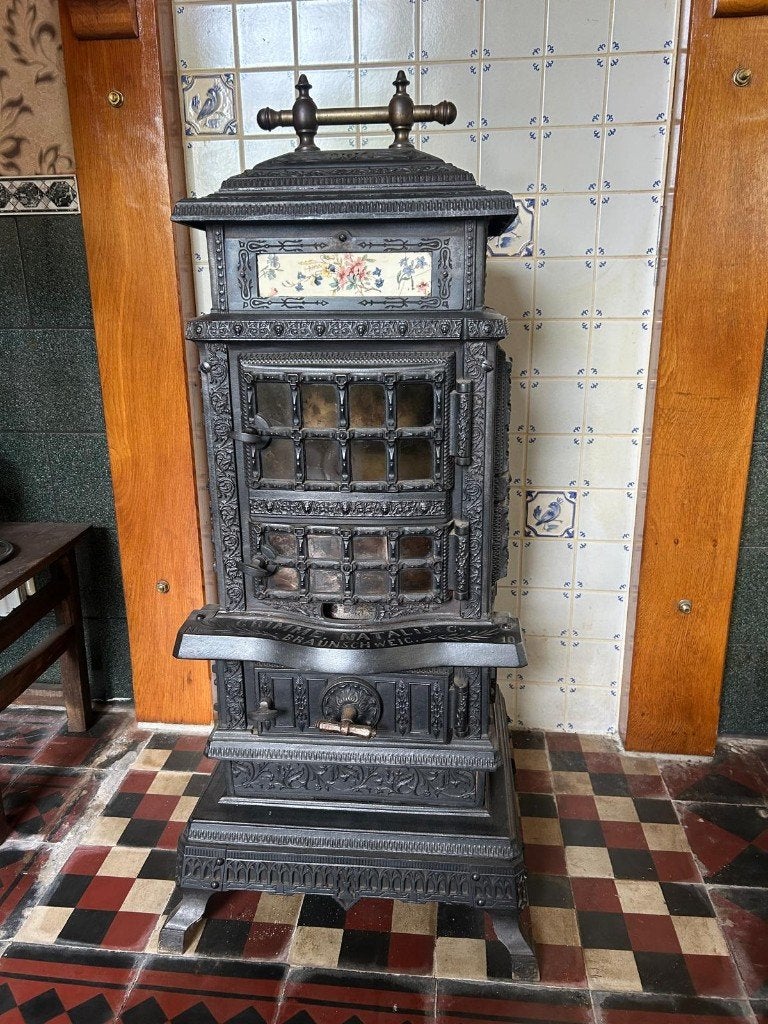 Antieke Grimme Natalis No.10 Gietijzeren Gaskachel, Huis en Inrichting, Kachels, Ophalen, Gebruikt, Gas, Vrijstaand