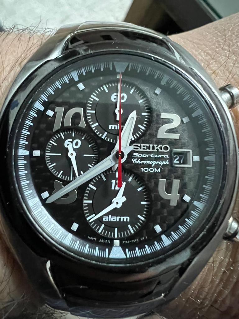 Nette Seiko Sportura,  ALARM, Quartz Chronograph 7T62-0BK0, Sieraden, Tassen en Uiterlijk, Horloges | Heren, Staal, Polshorloge