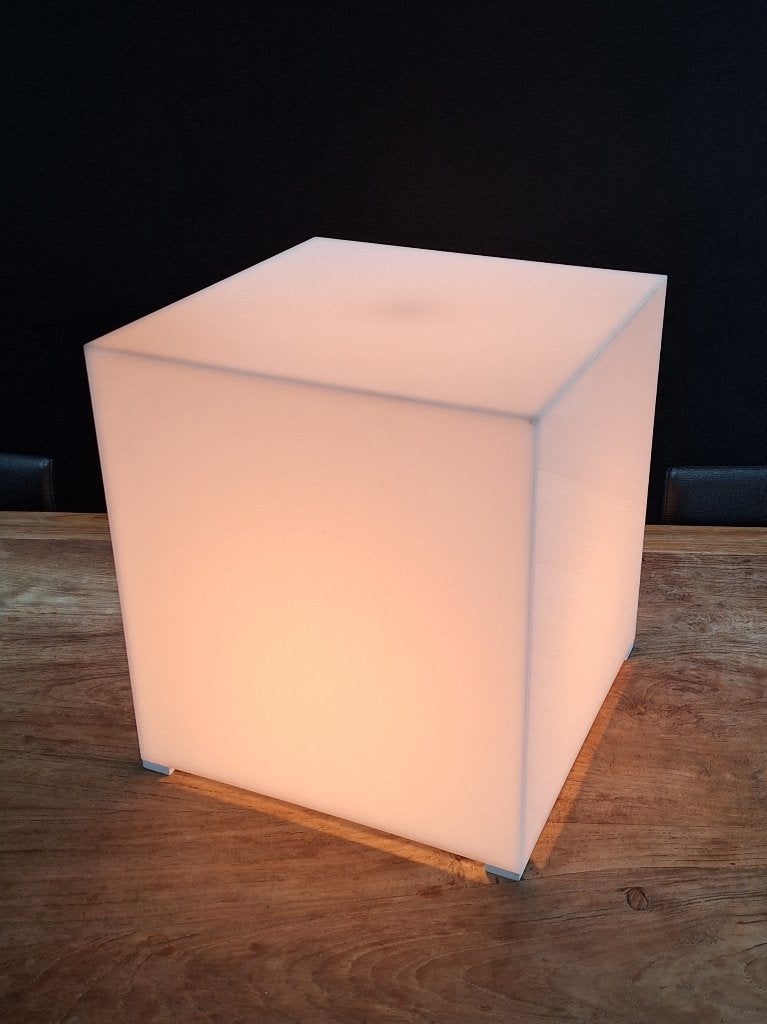 vintage minimalistisch design kubus vloerlamp tafel-lamp, Ophalen, Minimalistisch design, Kunststof, Gebruikt