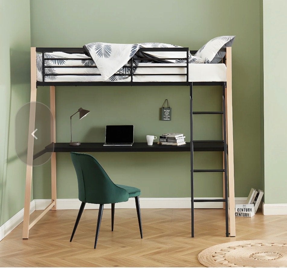 Hoogslaper, Huis en Inrichting, Slaapkamer | Bedden, Ophalen, 90 cm, Eenpersoons, Zwart
