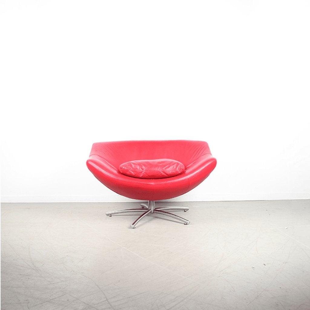 Label Gigi Fauteuil Rood Leer - Aluminium, Huis en Inrichting, Niet ingevuld, Niet ingevuld, Leer, Label