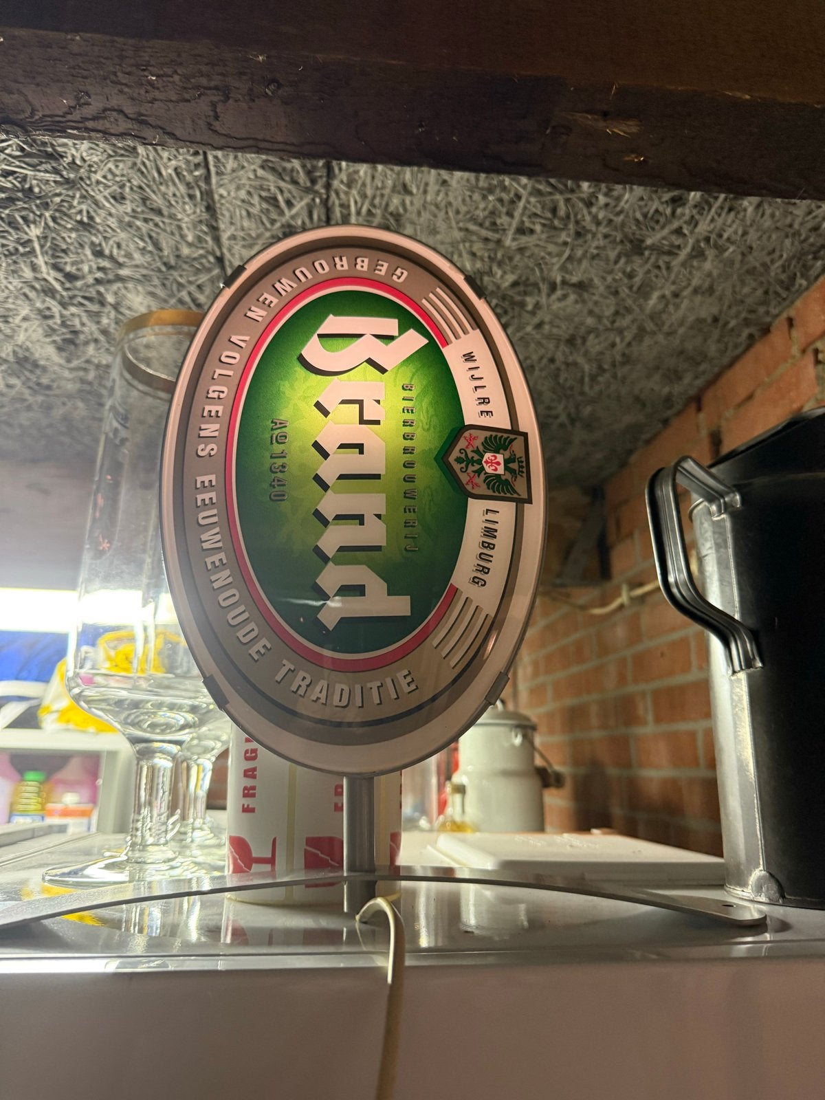 Brand bier lampje dubbelzijdig, Verzamelen, Ophalen of Verzenden, Gebruikt, Overige typen