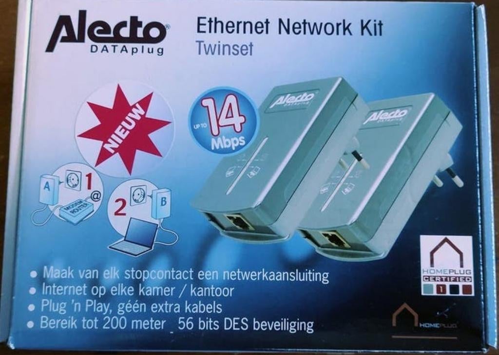 Alecto Ethernet Network Kit. - Internet via stopcontact., Computers en Software, Ophalen of Verzenden