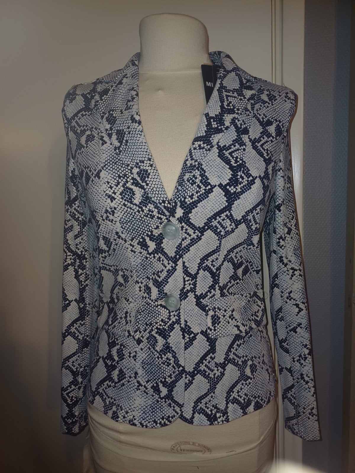 Mi Piace Travel Blazer XS, S,Xxl Darklight Blue Snakeprint, Mp, Blauw, Maat 46/48 (XL) of groter, Nieuw