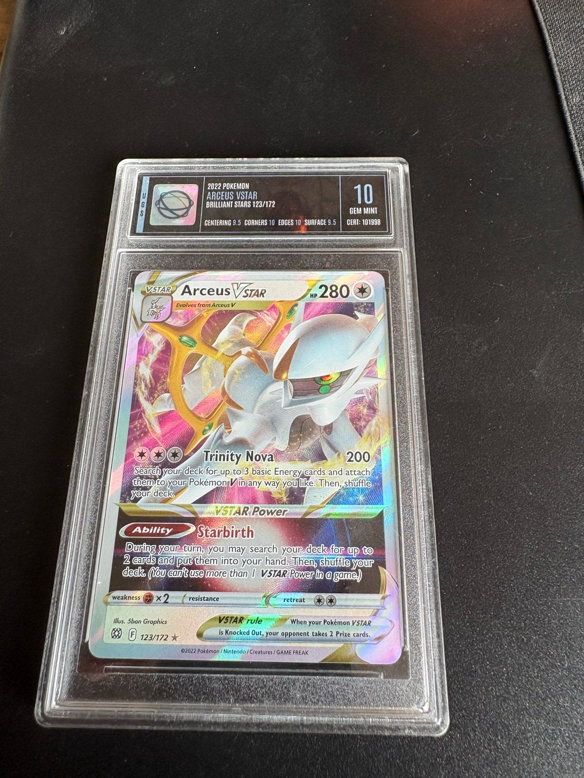 Arceus VSTAR 123/172  UGS 10 Gem Mint Pokémon Kaart, Ophalen of Verzenden, Nieuw, Losse kaart