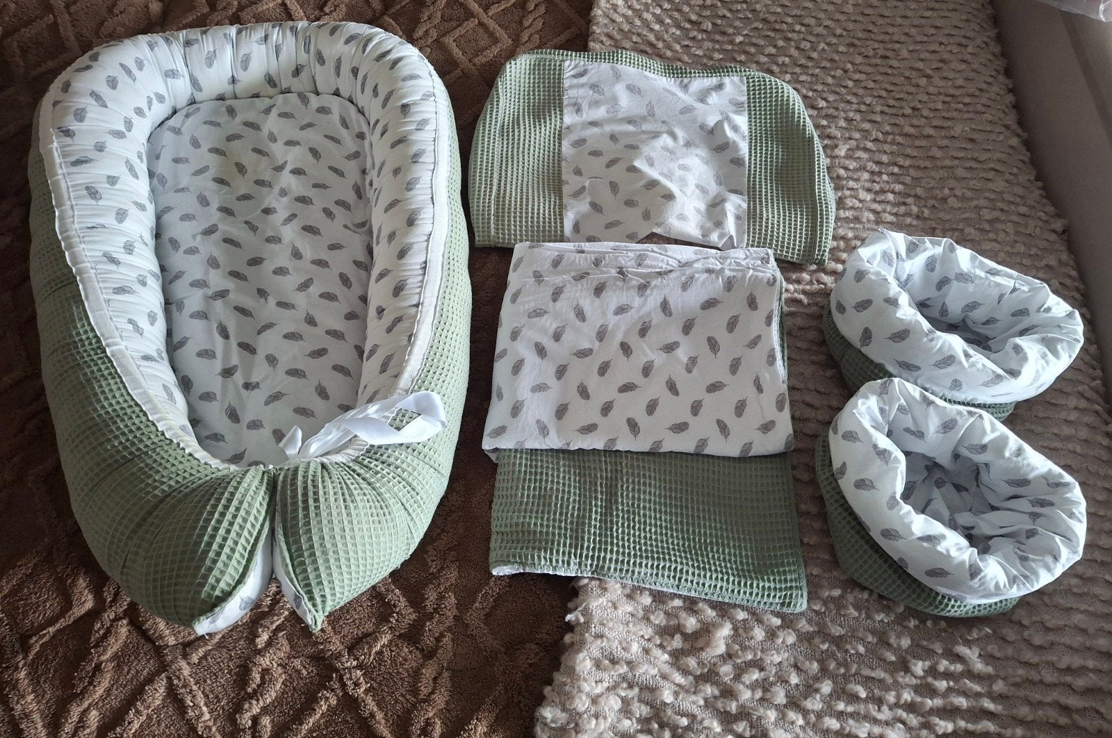 Babynest + toebehoren (set), Ophalen, Groen, Nieuw, Handgemaakt