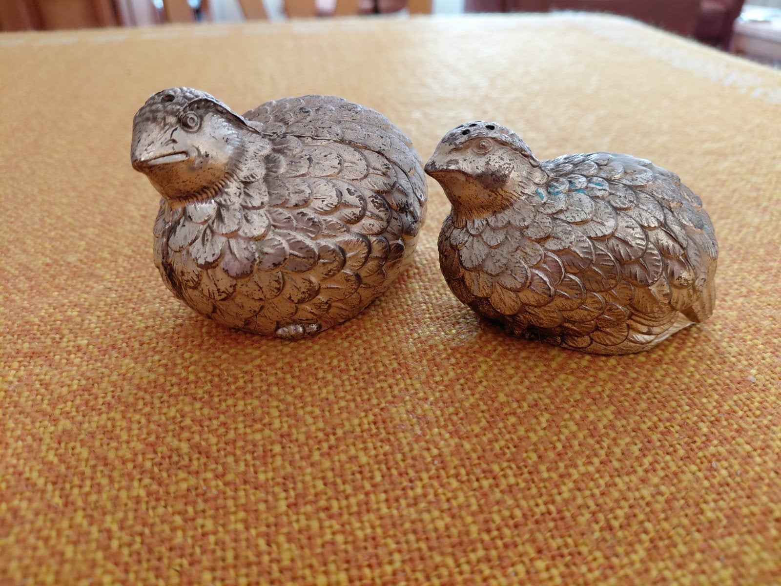Set bijzonder verzilverdPeper en zout-stelletje. Patrijzen, Ophalen of Verzenden