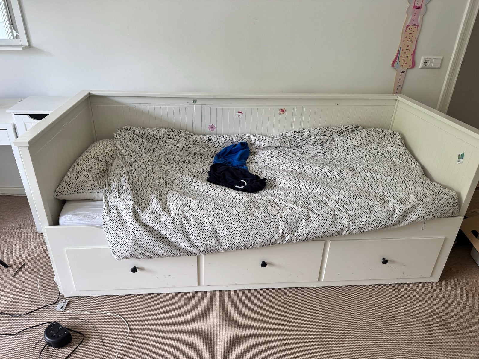 IKEA HEMNES Bedbank met 3 lades en 2 matrassen, Huis en Inrichting, Ophalen, Gebruikt, Eenpersoons, Wit