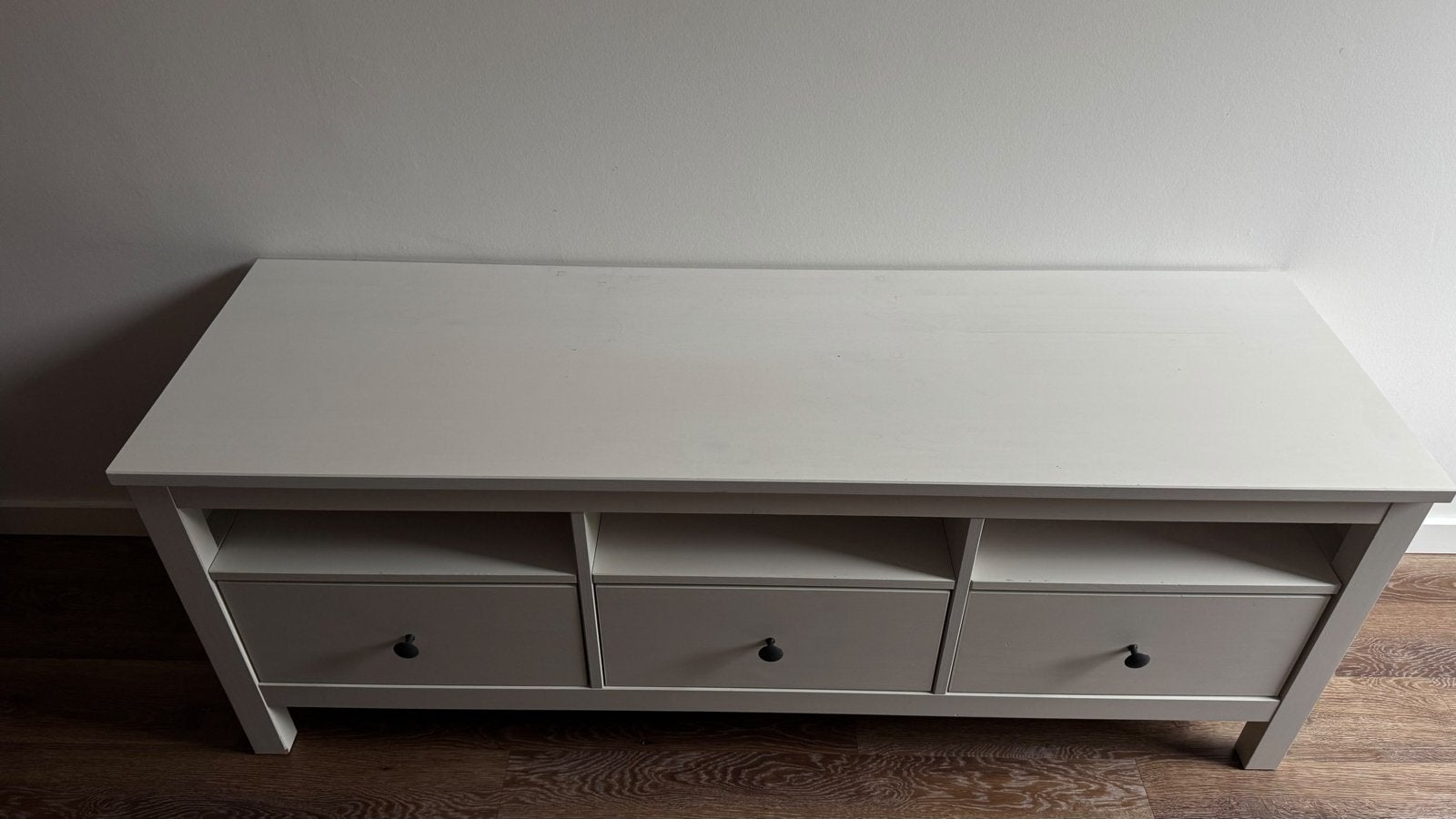 IKEA HEMNES TV-meubel wit met 3 lades, Huis en Inrichting, Ophalen, Gebruikt, 100 tot 150 cm, Minder dan 100 cm