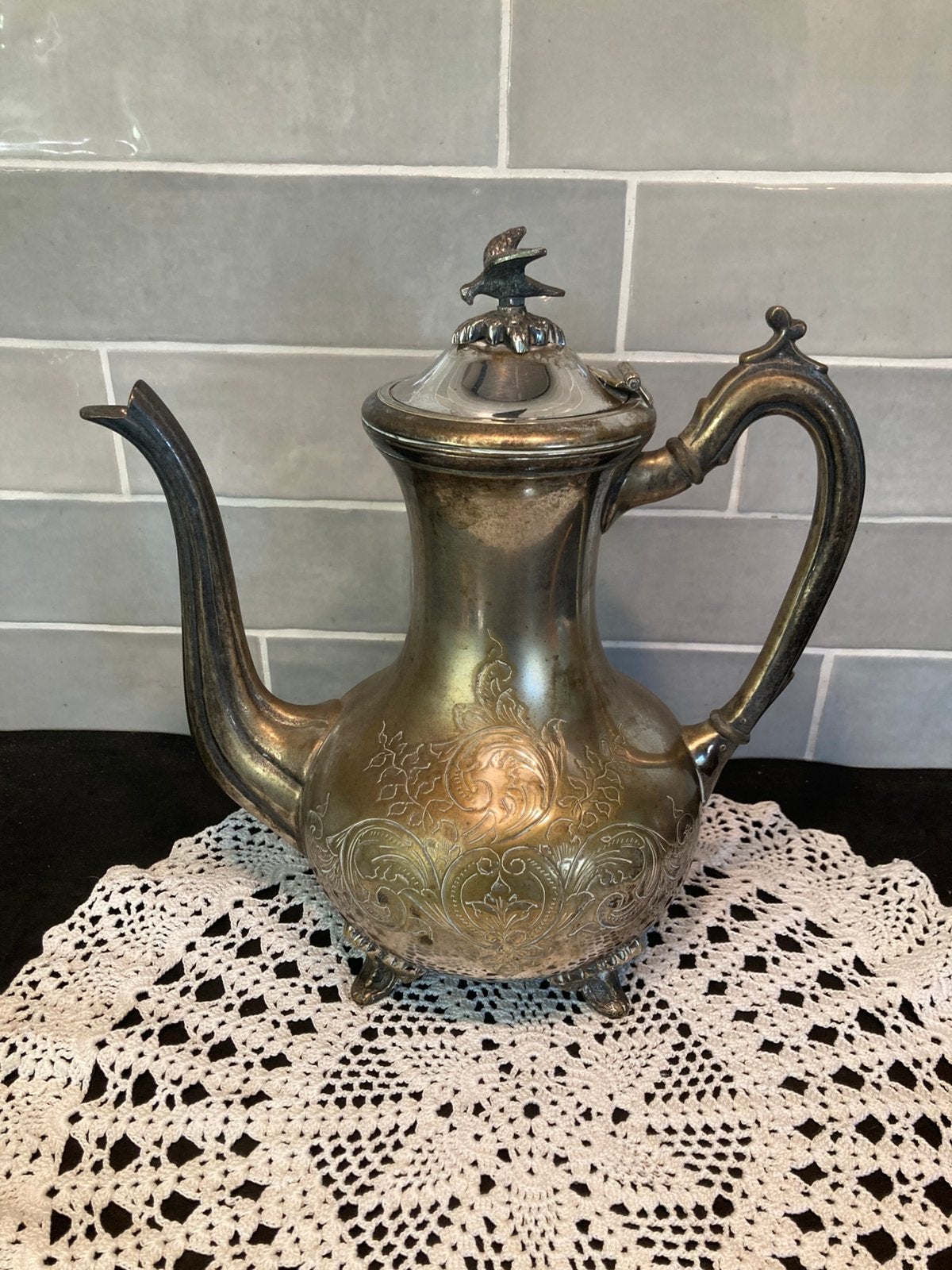 Verzilverde theepot, koffiepot EPNS (140426), Antiek en Kunst, Ophalen of Verzenden, Zilver