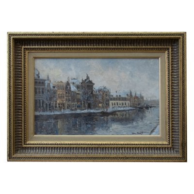 Winter Along the Spaarne – A.C van Noort, Paneel, Overige stijlen, Ophalen of Verzenden, Landschap